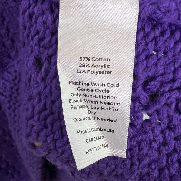 Talbots Womens Cable Knit Zip Up Cardigan Petite Plus Sz 2X Purple Essential - Picture 12 of 14